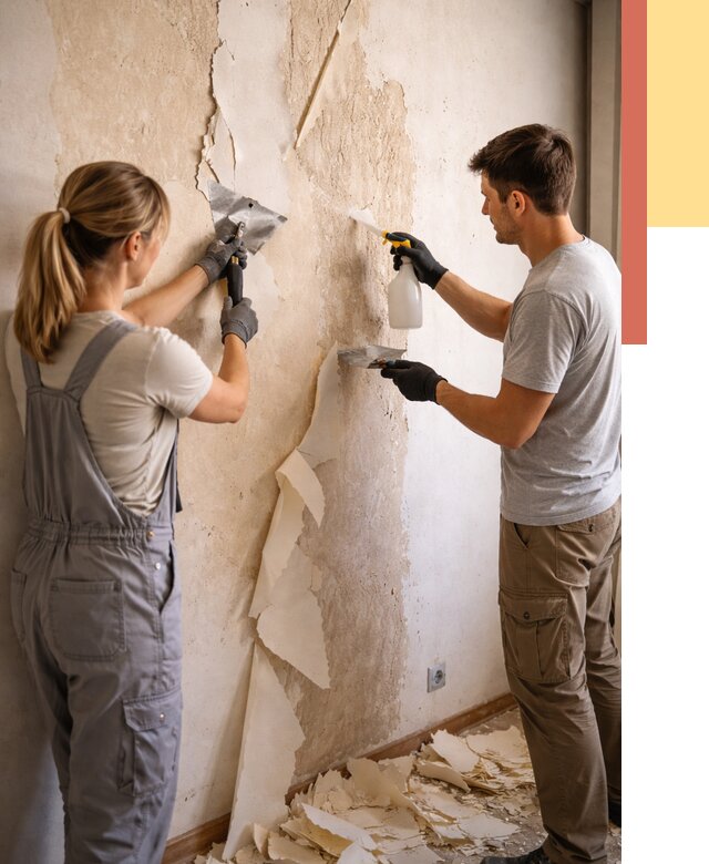 Снятие старых обоев в Стрежевом от 5352 руб. под ключ недорого | ОТДЕЛОЧНИК-Стж