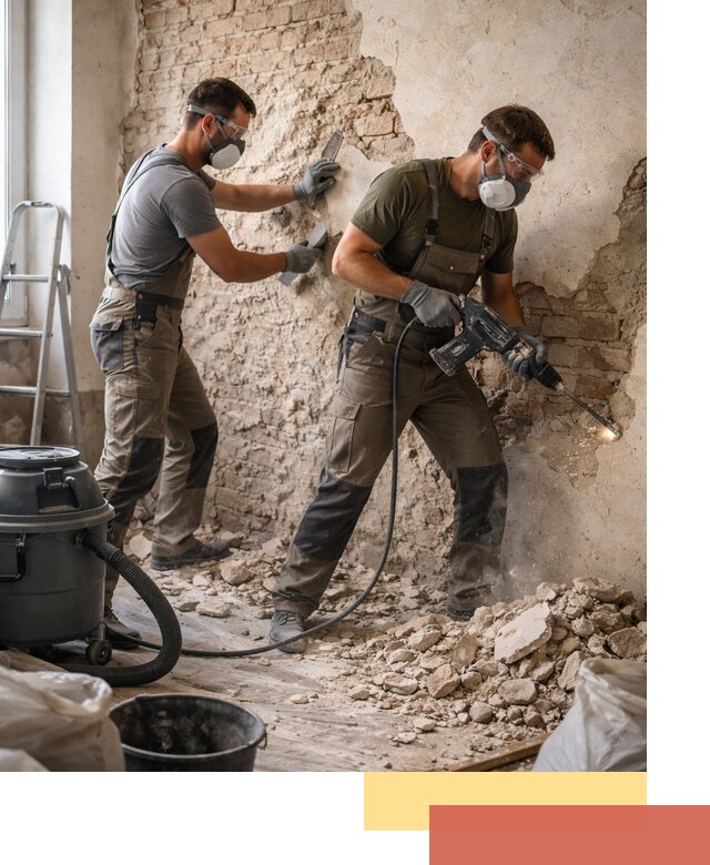Демонтаж штукатурки со стен в Стрежевом быстро и аккуратно