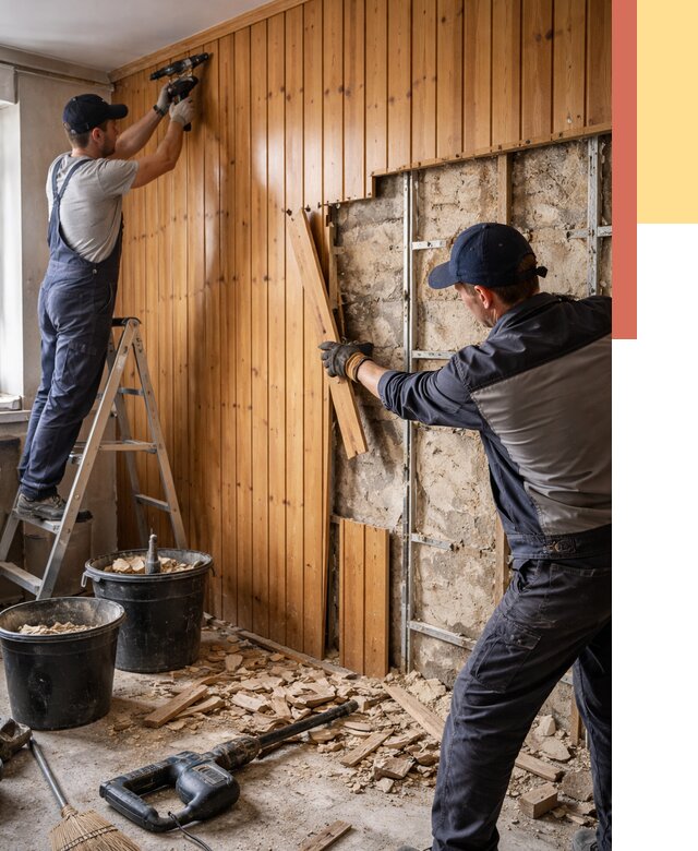 Демонтаж вагонки со стен в Стрежевом от 1478 руб. — снятие, удаление, срочно | ОТДЕЛОЧНИК-Стж