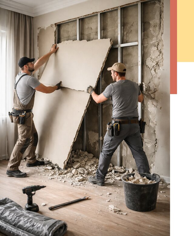 Демонтаж гипсокартона со стен в Стрежевом от 357 руб. — услуги демонтажа | ОТДЕЛОЧНИК-Стж