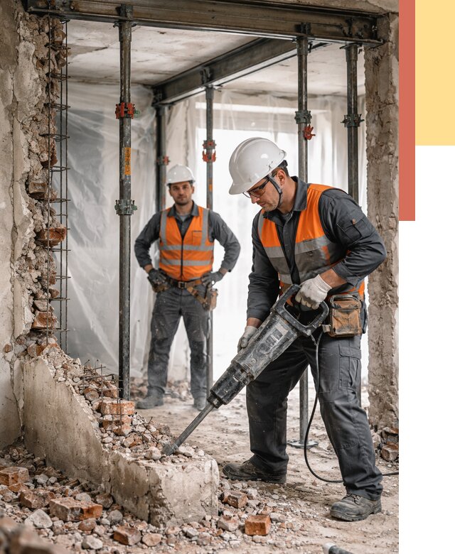 Снос несущих стен в Стрежевом от 10450 руб. — демонтаж несущей стены под ключ | ОТДЕЛОЧНИК-Стж