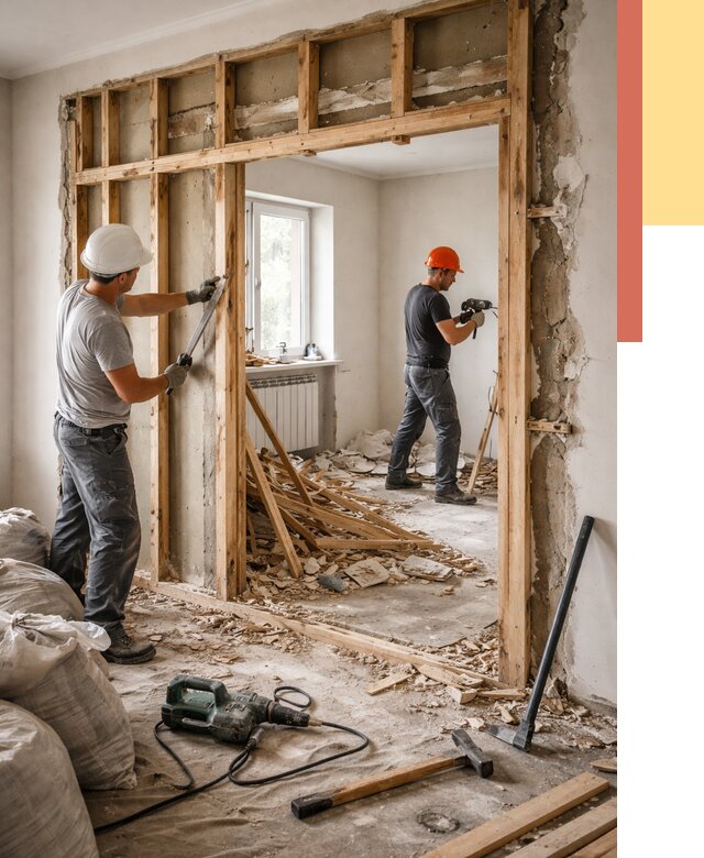 Демонтаж деревянных перегородок в Стрежевом от 3262 руб. — быстро и недорого | ОТДЕЛОЧНИК-Стж