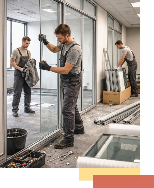 Демонтаж стеклянных перегородок в Стрежевом быстро и безопасно