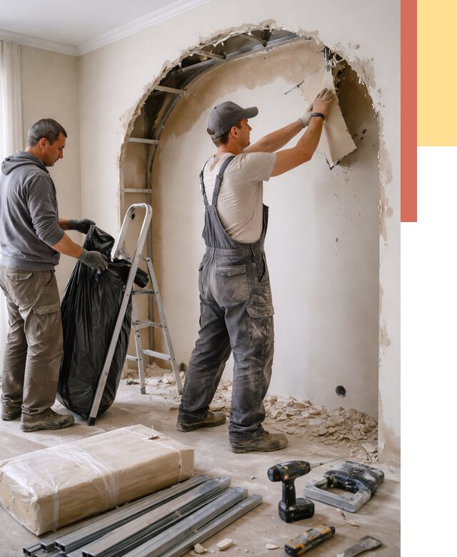 Демонтаж арки из гипсокартона в Стрежевом от 3568 руб. — услуги под ключ | ОТДЕЛОЧНИК-Стж