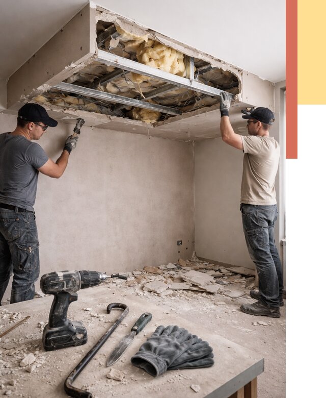 Демонтаж короба из гипсокартона в Стрежевом от 1550 руб. — быстро и недорого | ОТДЕЛОЧНИК-Стж