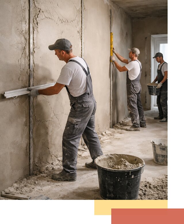 Штукатурка стен по маякам в Стрежевом — точная и ровная поверхность