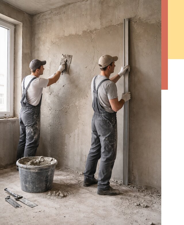 Штукатурка бетонных стен в Стрежевом от 4588 руб/м² — качественно и быстро | ОТДЕЛОЧНИК-Стж