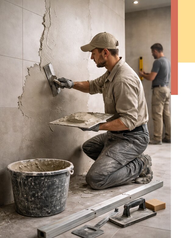 Штукатурка стен в ванной в Стрежевом от 4588 руб./м² — выравнивание под ключ | ОТДЕЛОЧНИК-Стж