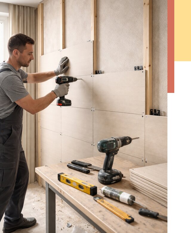 Монтаж МДФ панелей на стены в Стрежевом от 1274 руб. под ключ | ОТДЕЛОЧНИК-Стж