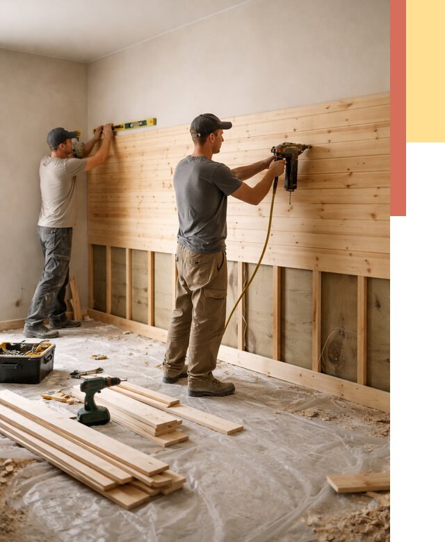 Монтаж деревянной вагонки на стены в Стрежевом от 7646 руб. | Услуги монтажа вагонки | ОТДЕЛОЧНИК-Стж