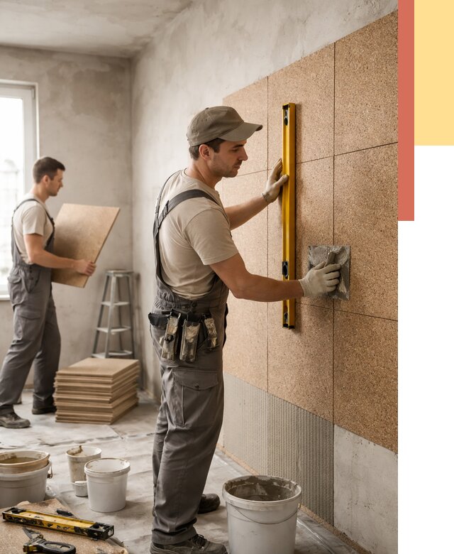 Монтаж пробковых панелей на стены в Стрежевом от 3568 руб. — ОТДЕЛОЧНИК-Стж