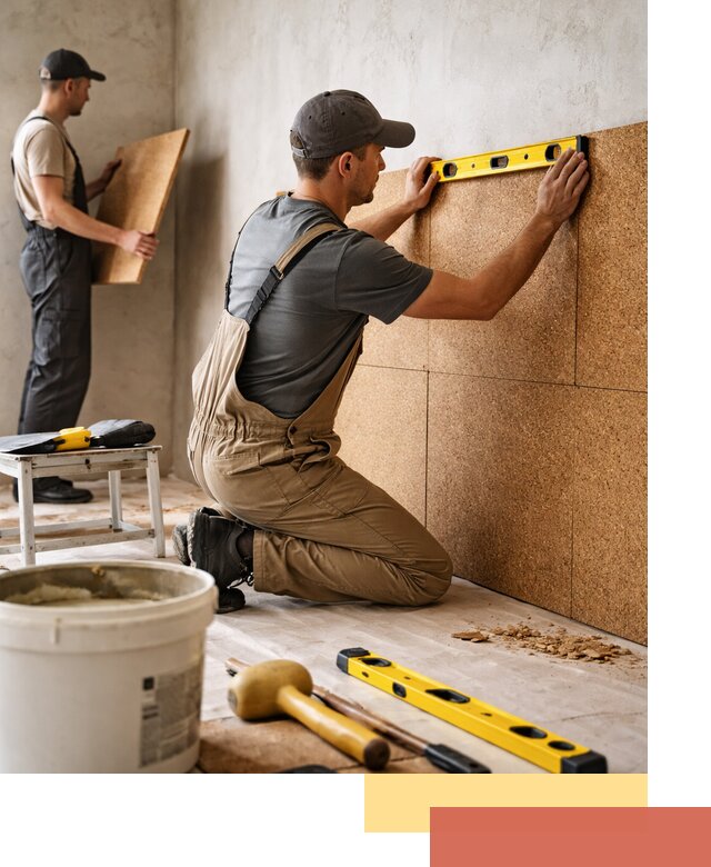 Монтаж пробковых панелей на стены в Стрежевом быстро и качественно