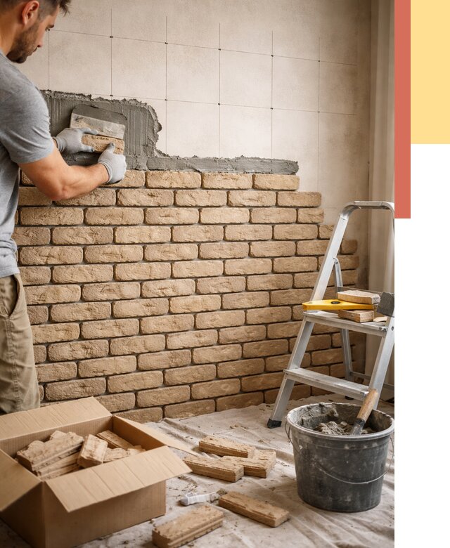 Монтаж декоративного кирпича в Стрежевом от 3262 руб./м² — быстро и недорого | ОТДЕЛОЧНИК-Стж