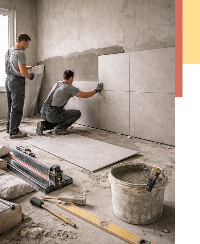 Облицовка стен керамогранитом в Стрежевом от 4282 руб./м² — услуги под ключ | ОТДЕЛОЧНИК-Стж