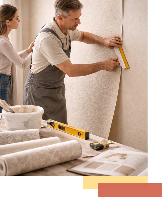 Поклейка обоев с подбором рисунка в Стрежевом