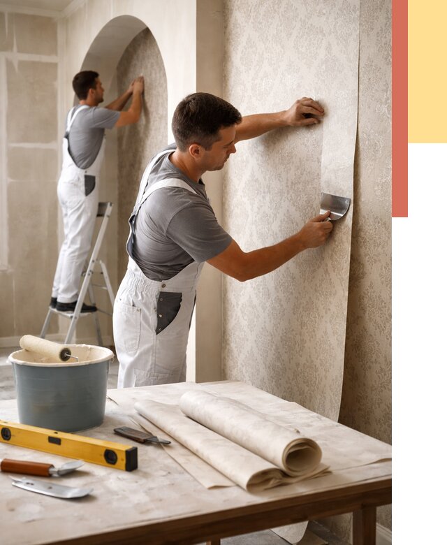 Поклейка обоев на сложные стены в Стрежевом от 2855 руб. под ключ | ОТДЕЛОЧНИК-Стж