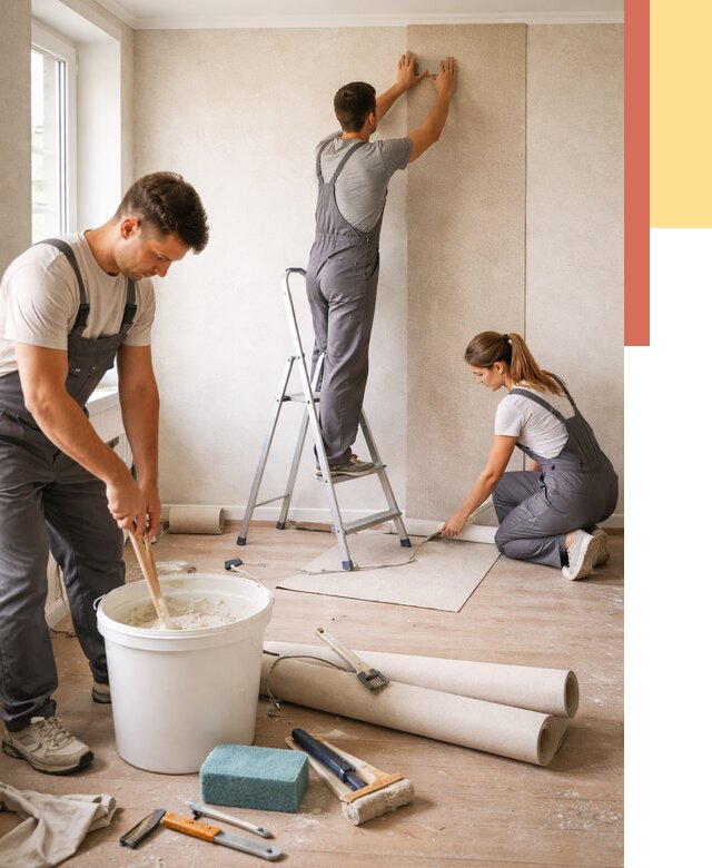 Оклейка стен обоями в Стрежевом от 3568 руб/м2 — быстро и недорого | ОТДЕЛОЧНИК-Стж