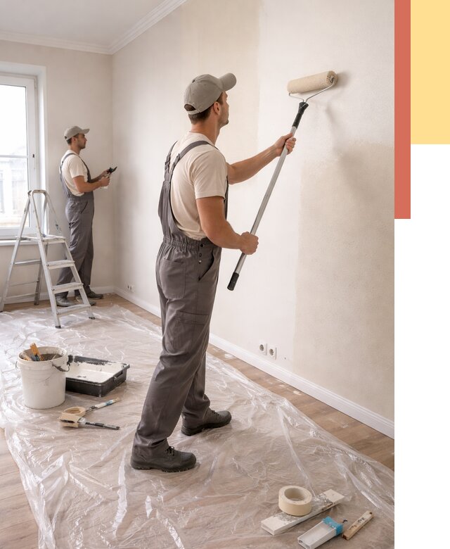 Покраска стен акриловой краской в Стрежевом от 3568 руб./м² — быстро и недорого | ОТДЕЛОЧНИК-Стж