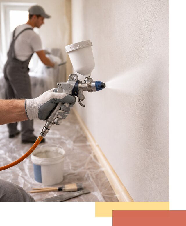 Покраска стен краскопультом в Стрежевом быстро и качественно