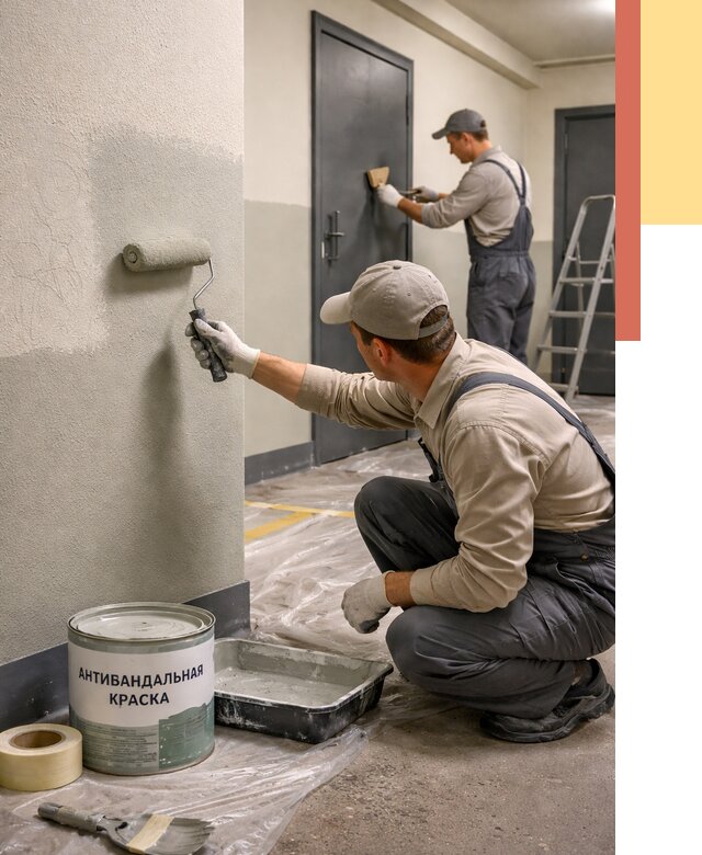 Покраска стен антивандальной краской в Стрежевом от 4588 руб./м² под ключ | ОТДЕЛОЧНИК-Стж