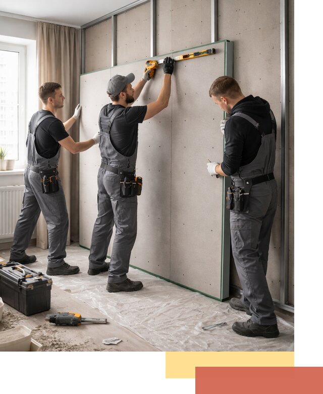 Шумоизоляция стен панелями ЗИПС в Стрежевом для жилых и коммерческих помещений