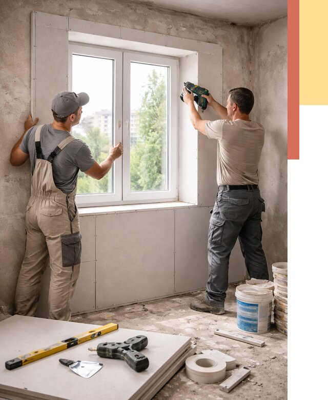 Монтаж откосов из гипсокартона в Стрежевом от 4588 руб. под ключ | ОТДЕЛОЧНИК-Стж