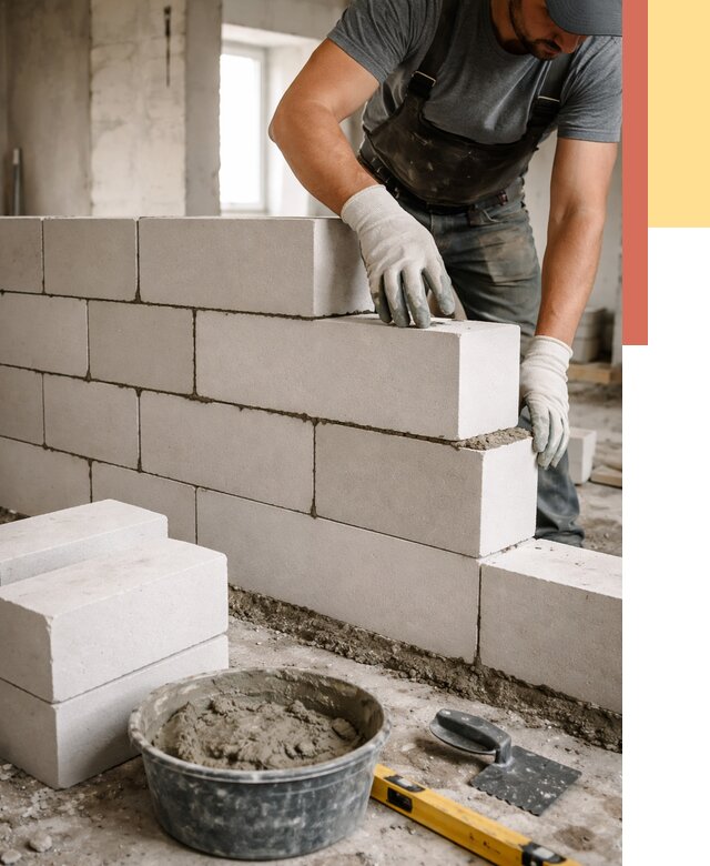 Кладка перегородок из силикатного блока в Стрежевом от 4078 руб. под ключ | ОТДЕЛОЧНИК-Стж