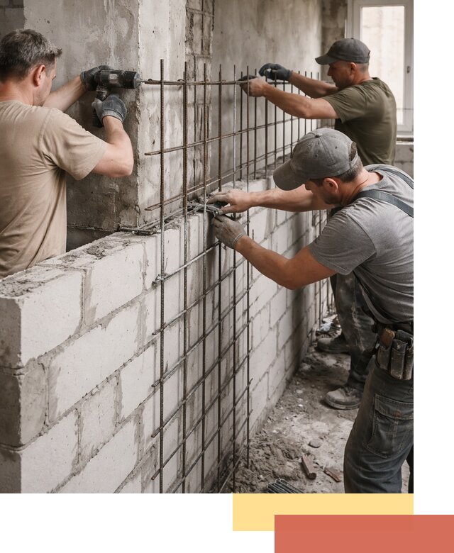 Армирование кладки перегородок в Стрежевом профессионально и надёжно