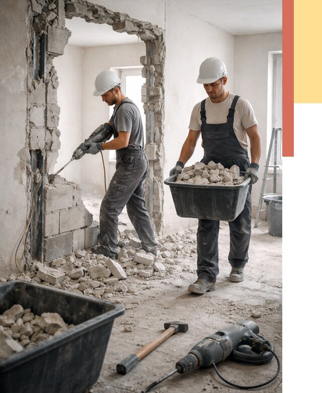 Демонтаж блоковых перегородок в Стрежевом от 3823 руб. — быстро и недорого | ОТДЕЛОЧНИК-Стж