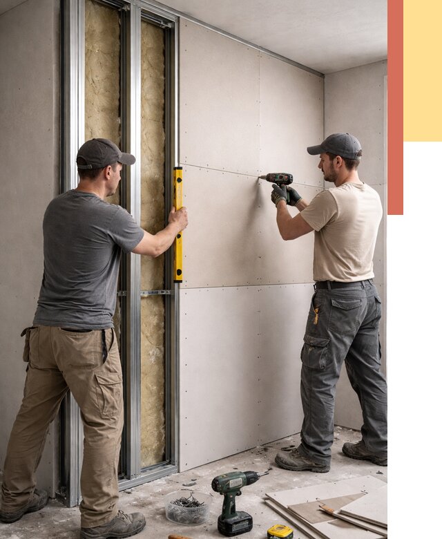 Монтаж двухслойной перегородки из гипсокартона в Стрежевом от 1478 руб. | ОТДЕЛОЧНИК-Стж