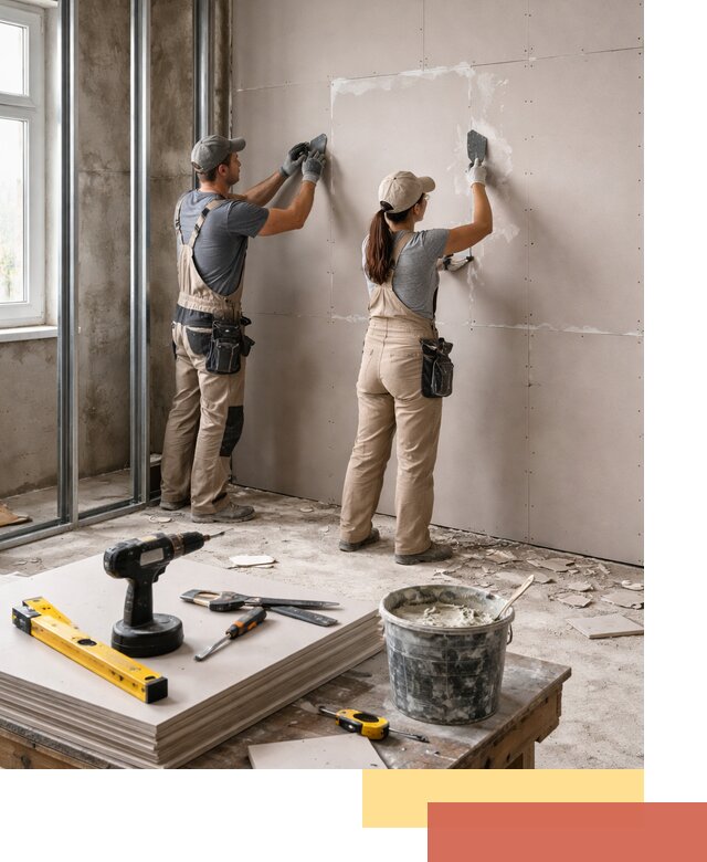 Монтаж двухслойной перегородки из гипсокартона в Стрежевом