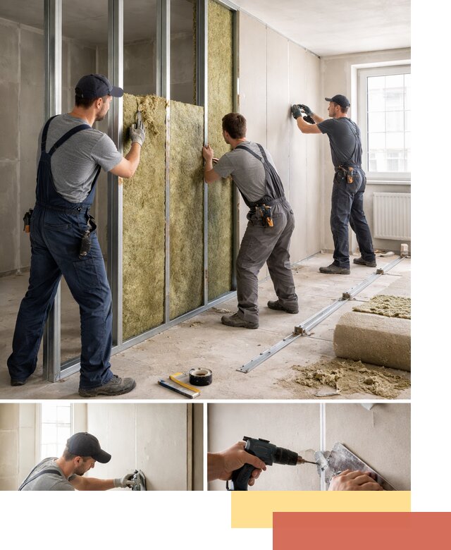 Перегородка из гипсокартона с шумоизоляцией в Стрежевом — монтаж под ключ