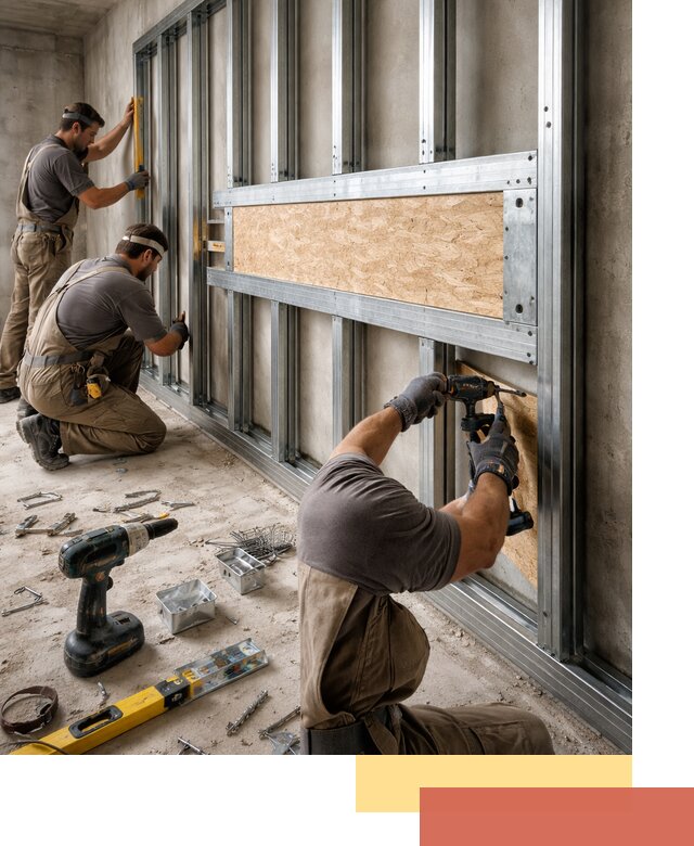 Усиленная перегородка для крепления тяжёлых конструкций в Стрежевом