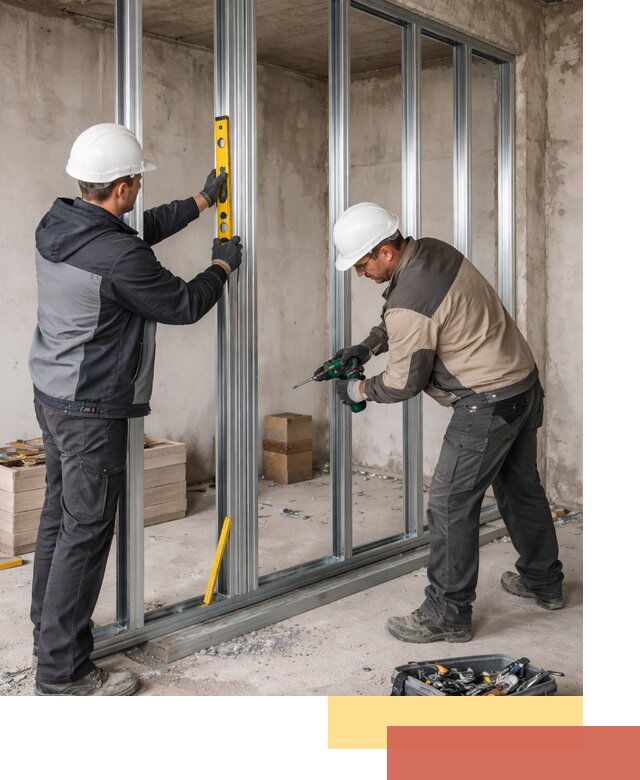 Монтаж каркаса перегородки из профиля в Стрежевом