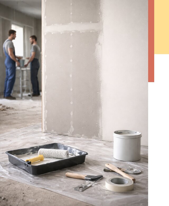 Покраска перегородок из гипсокартона в Стрежевом от 4588 руб. под ключ | ОТДЕЛОЧНИК-Стж