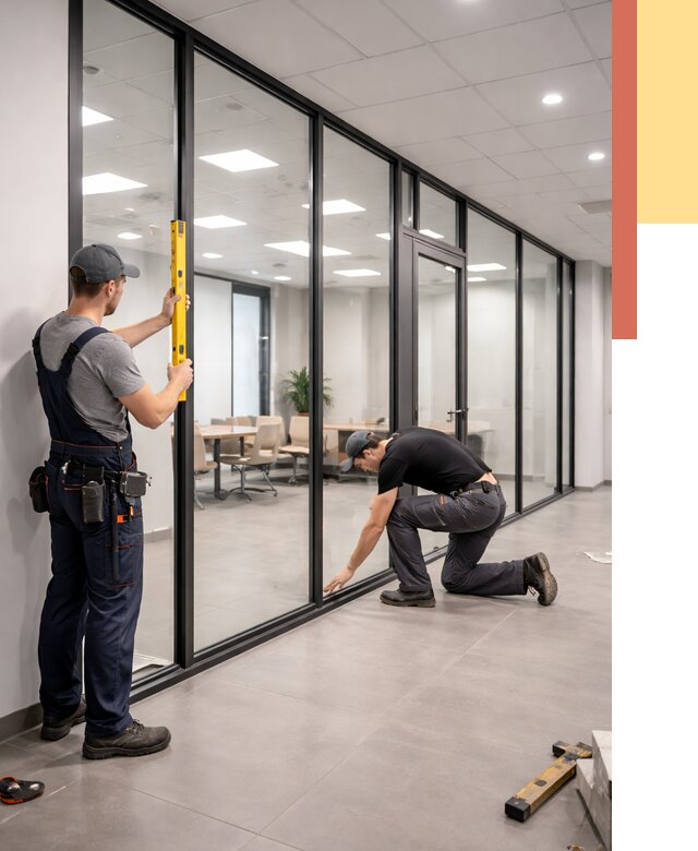 Каркасные стеклянные перегородки в Стрежевом под ключ от 9379 руб. | ОТДЕЛОЧНИК-Стж