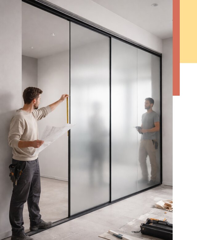 Матовые стеклянные перегородки в Стрежевом от 8666 руб. — монтаж и установка | ОТДЕЛОЧНИК-Стж