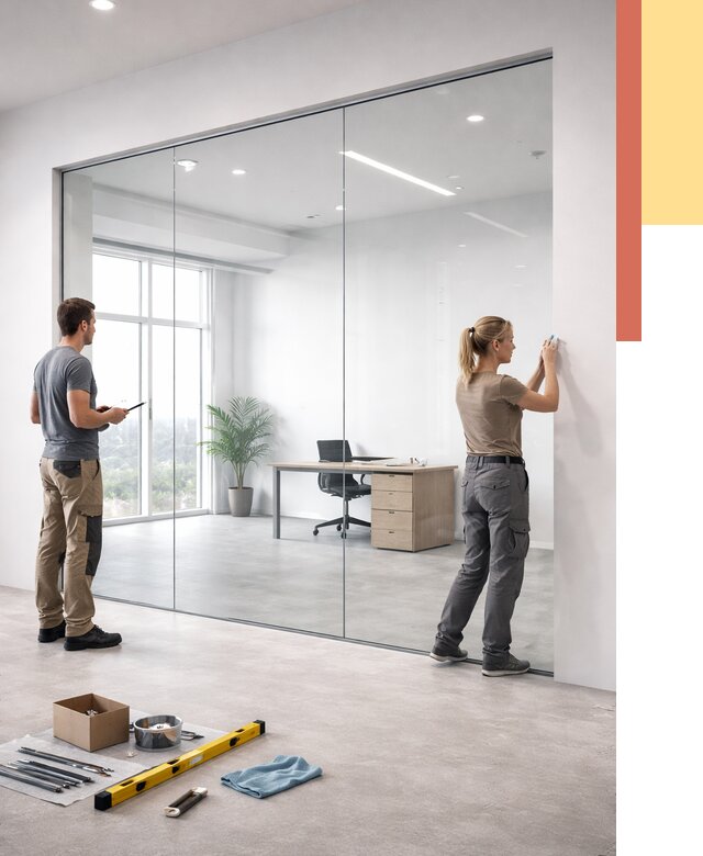 Перегородки из закаленного стекла в Стрежевом от 9685 руб. под ключ | ОТДЕЛОЧНИК-Стж