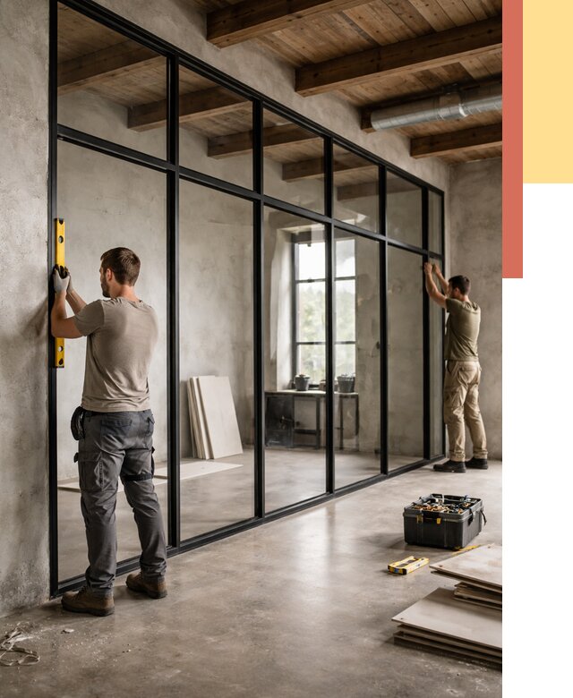 Стеклянные перегородки лофт в Стрежевом от 10705 руб. под ключ | ОТДЕЛОЧНИК-Стж