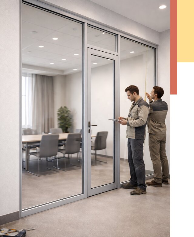 Установка и монтаж алюминиевых перегородок со стеклом в Стрежевом от 8360 руб. | ОТДЕЛОЧНИК-Стж