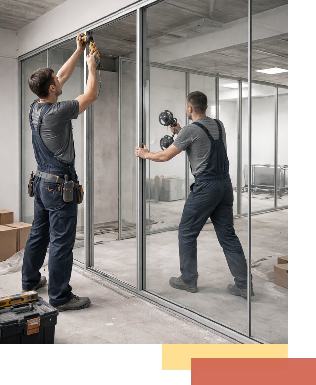 Алюминиевые перегородки со стеклом в Стрежевом — изготовление и монтаж