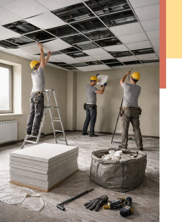 Демонтаж потолка Армстронг в Стрежевом от 4588 руб. быстро и недорого | ОТДЕЛОЧНИК-Стж