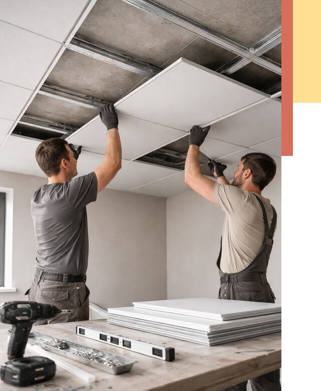 Монтаж кассетного потолка в Стрежевом от 4588 руб/м2 — установка и сборка | ОТДЕЛОЧНИК-Стж