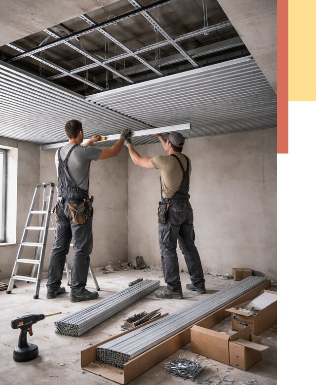 Монтаж реечного потолка в Стрежевом от 4588 руб. под ключ | ОТДЕЛОЧНИК-Стж