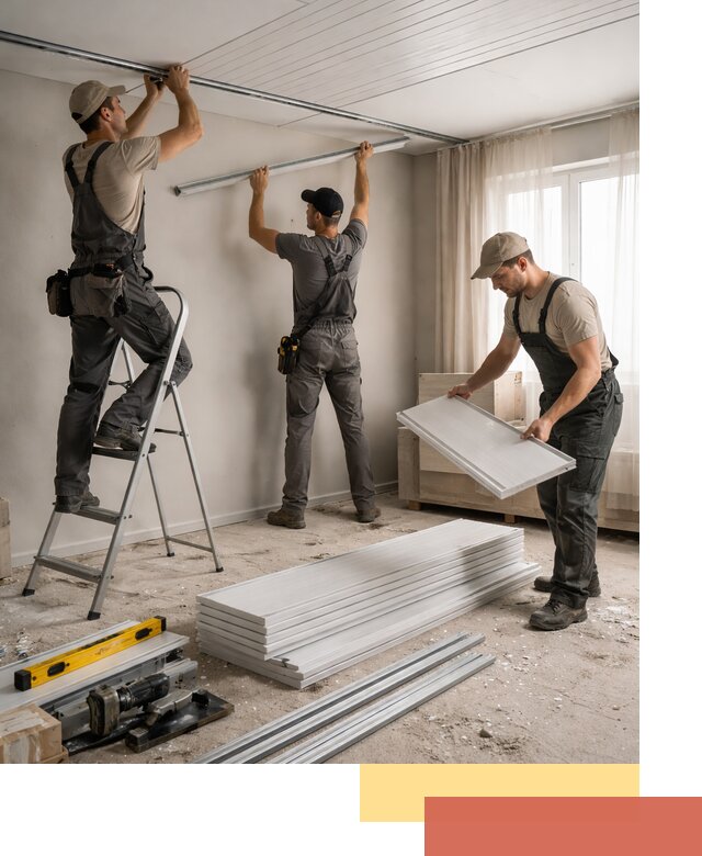 Монтаж потолка из ПВХ панелей в Стрежевом оперативно и качественно