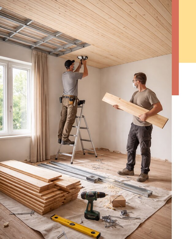 Монтаж потолка из вагонки в Стрежевом от 6627 руб. | Быстро и недорого — ОТДЕЛОЧНИК-Стж