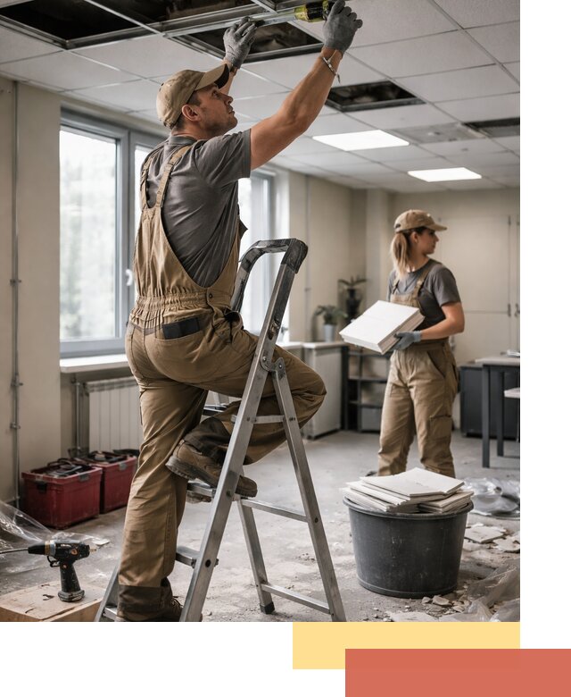 Ремонт потолка Армстронг и замена плит в Стрежевом