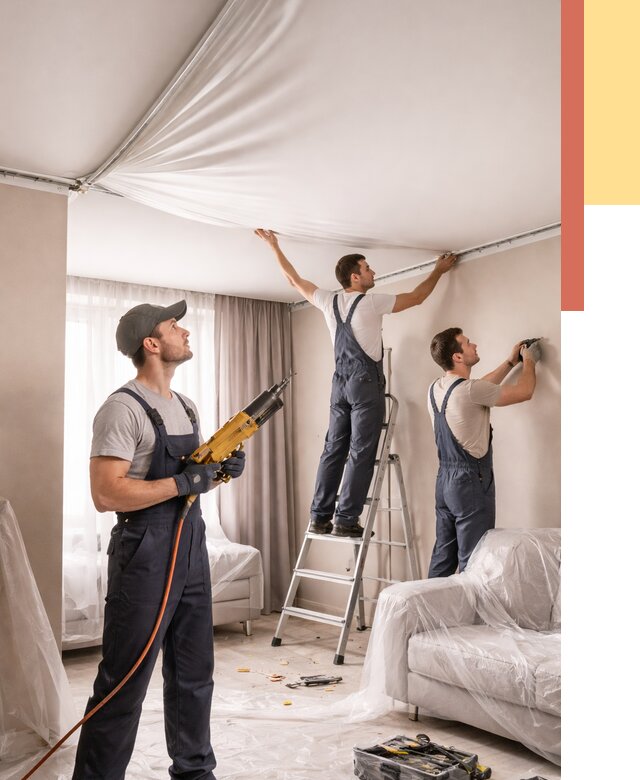 Установка натяжного потолка в Стрежевом от 4588 руб. | Быстро и недорого — ОТДЕЛОЧНИК-Стж