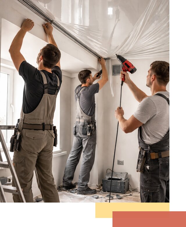 Монтаж глянцевого натяжного потолка в Стрежевом быстро и качественно