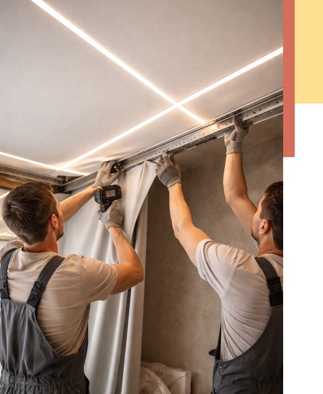 Монтаж натяжного потолка со световыми линиями в Стрежевом от 1223 руб. | ОТДЕЛОЧНИК-Стж